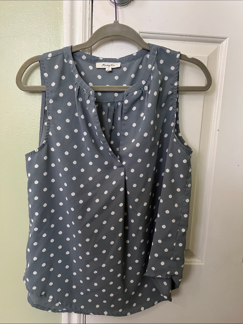 Madewell Slate Blue Polka Dot Sleeveless Camisole